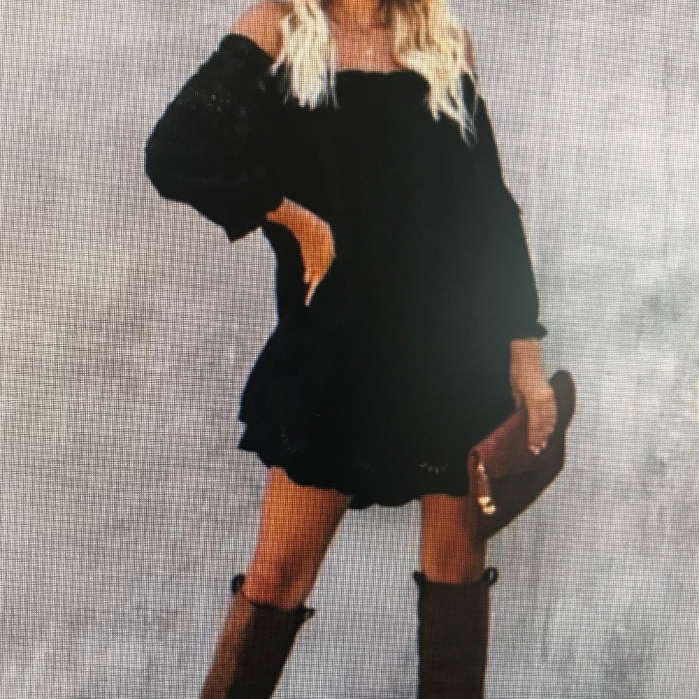 Vici Off The Shoulder Black Eyelet Dress